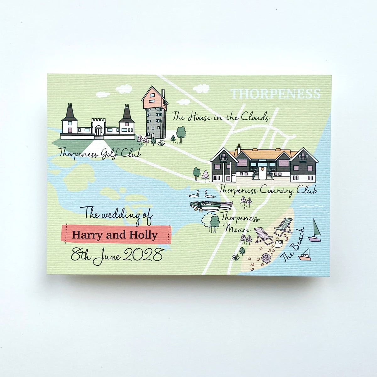 Illustrated Bespoke Map Invitation - Pastel
