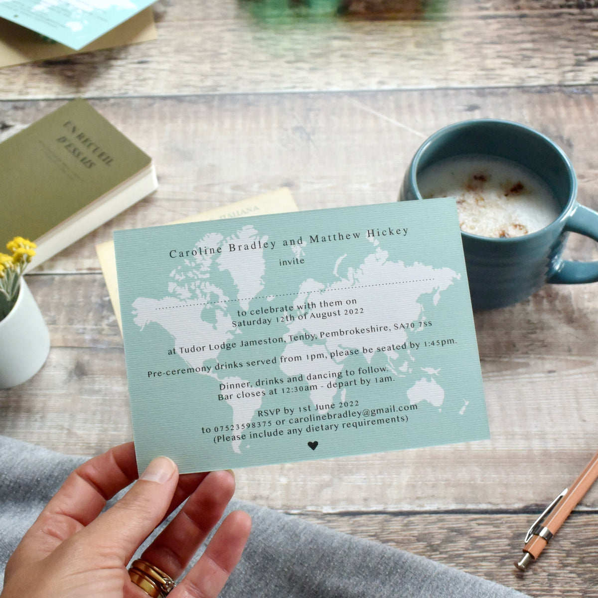 WATERCOLOUR STYLE MAP WEDDING INVITATION