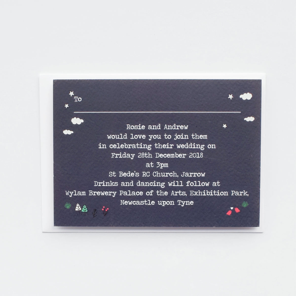 Illustrated Bespoke Map Invitation - Winter Grey Spots (Collection)