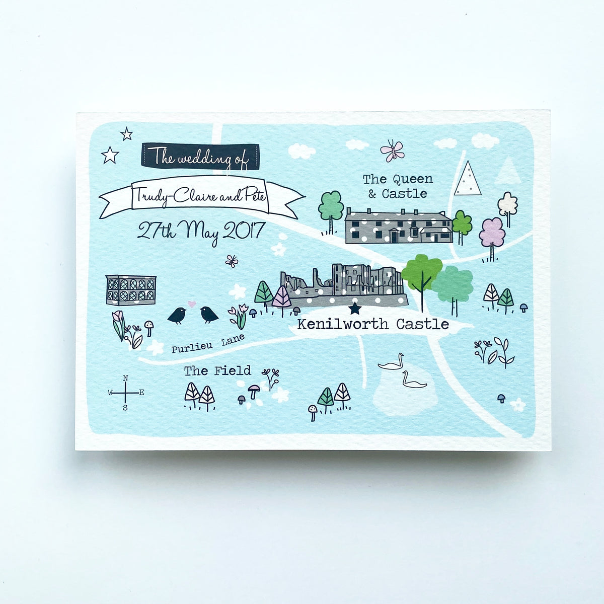 Illustrated Bespoke Map Invitation - (Duck EGG)
