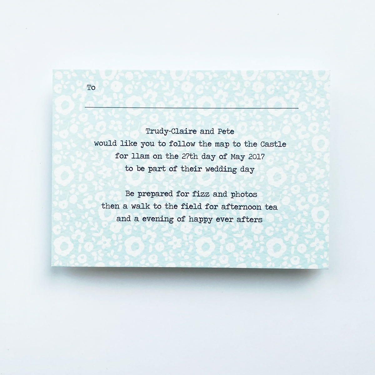Illustrated Bespoke Map Invitation - (Duck EGG)