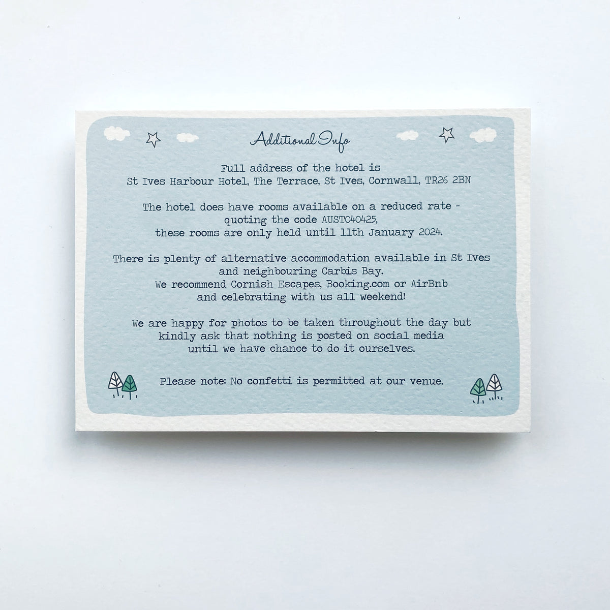 Illustrated Bespoke Map Invitation - (Duck EGG)