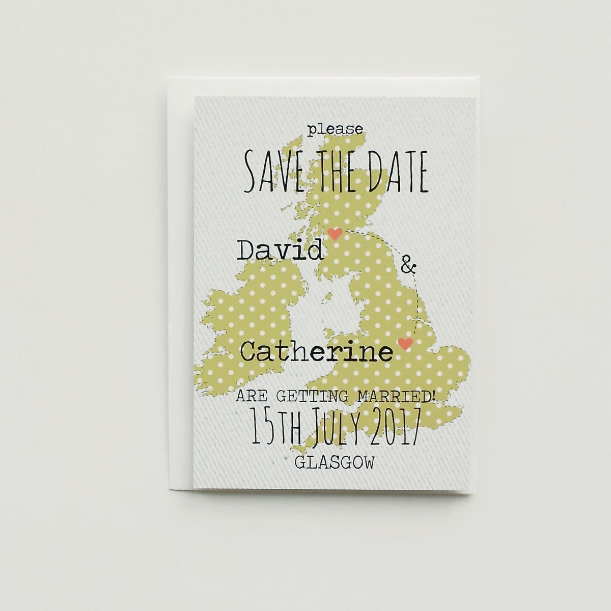 Save The Date Rectangle (A7) spotty map