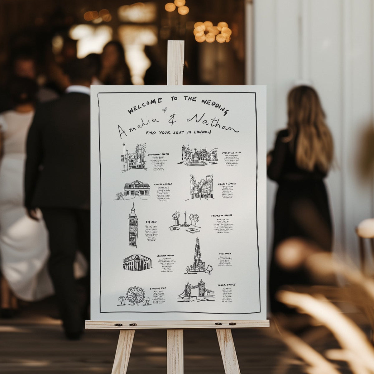 Table Plan with Bespoke Illustrated Places