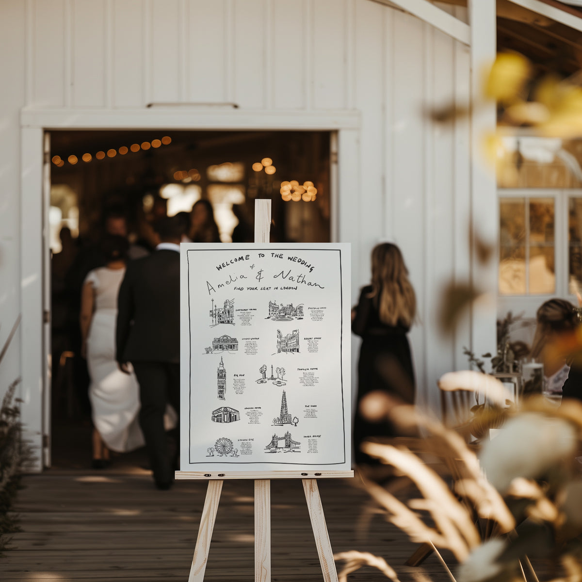 Table Plan with Bespoke Illustrated Places