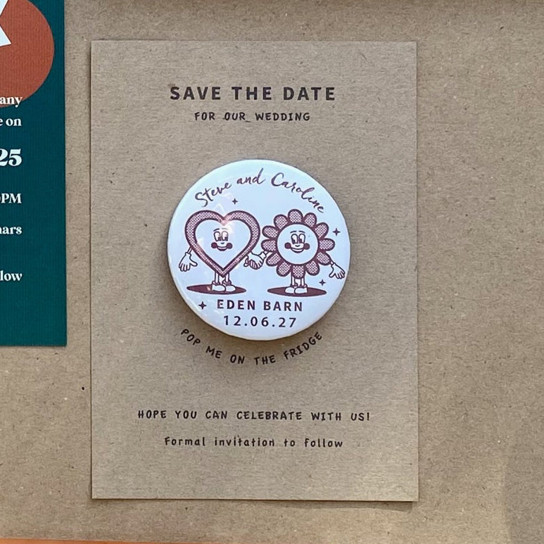 Cartoon Style Save The Date Wedding Magnet