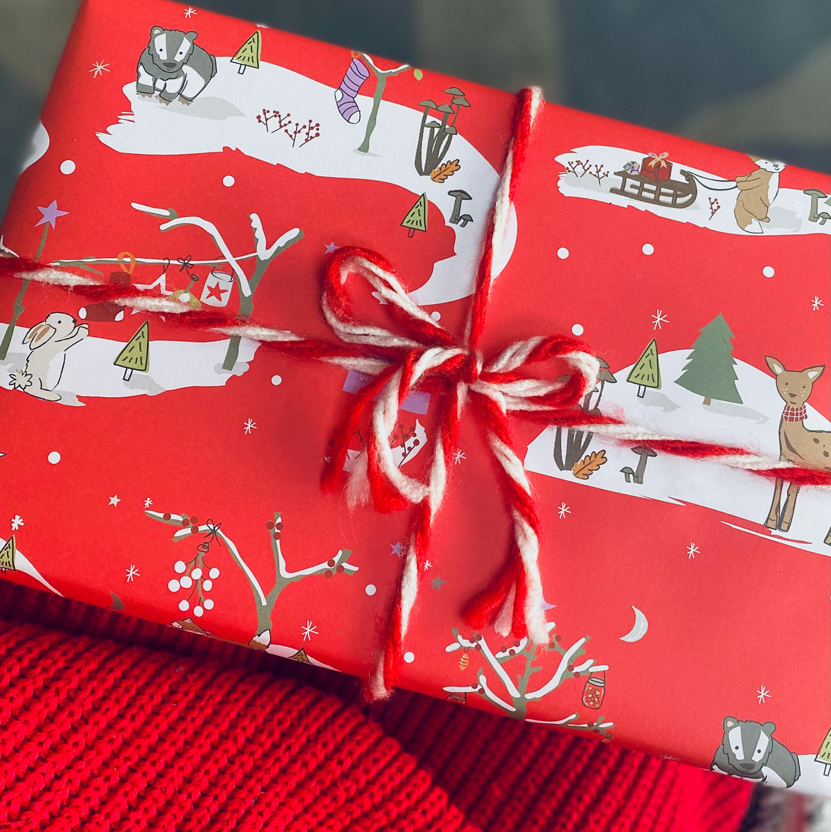 Vintage Style Woodland Christmas Trail Wrapping Paper