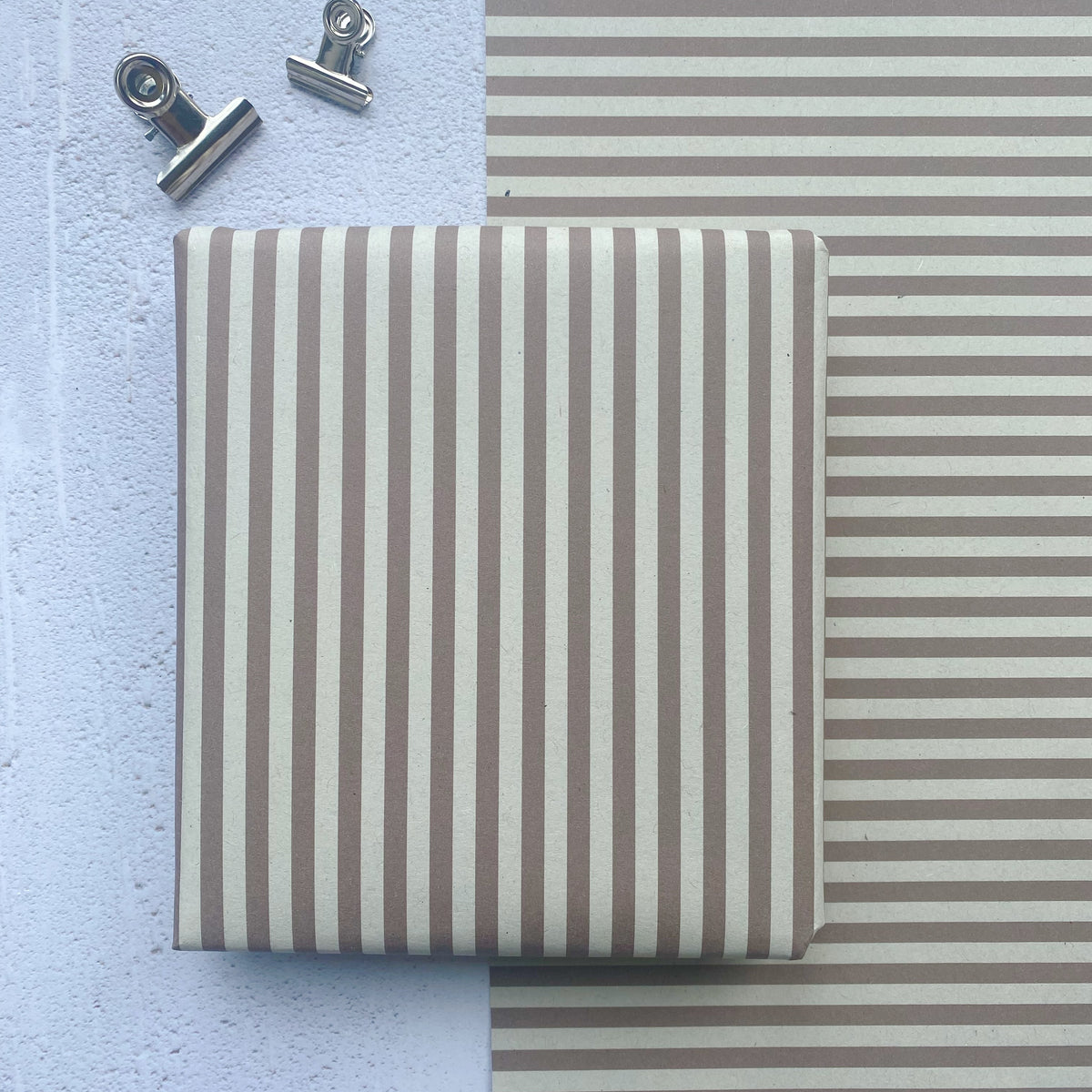 Stripe Mocha Paper Fibre 42cm x 29.7 (A3) Size Wrapping Paper Sheet