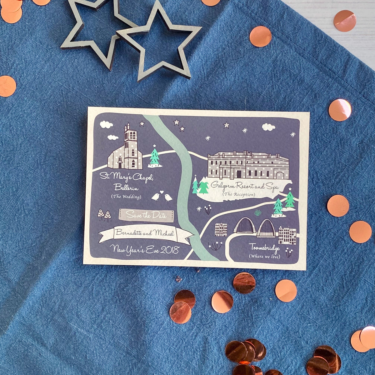 Save the Date Map Story - Navy