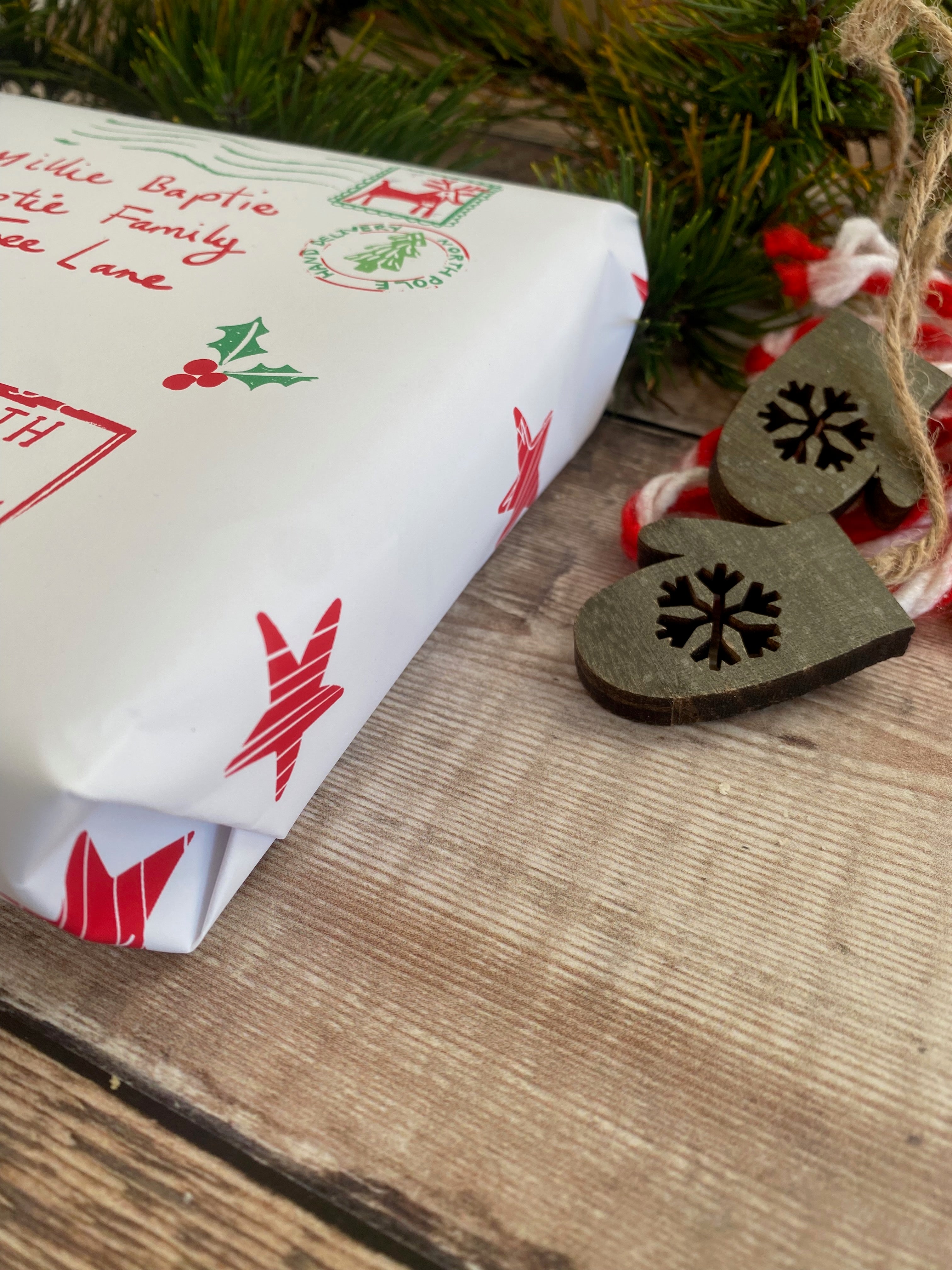 North Pole Special Delivery Name And Address Personalised White Wrapping Paper