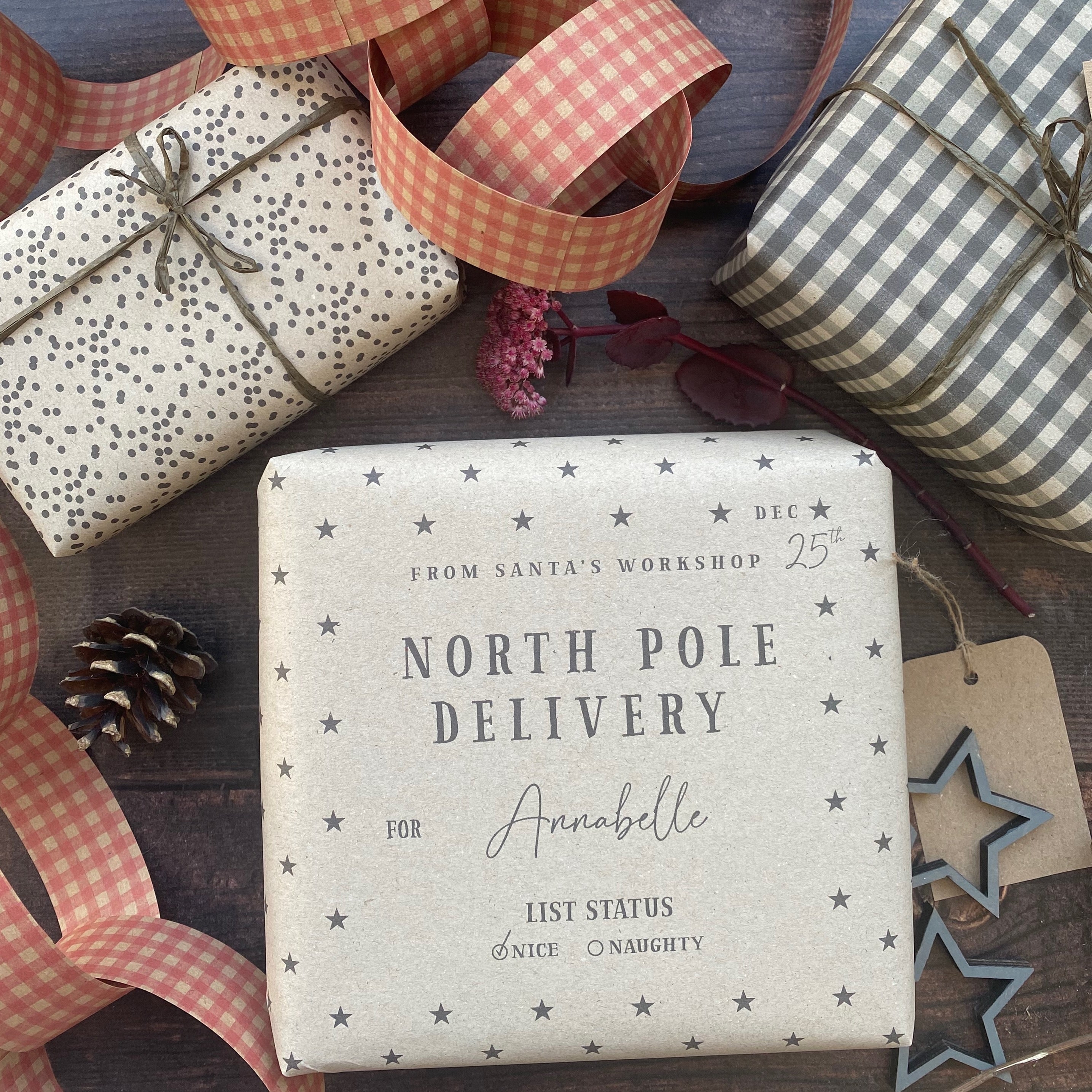 North Pole Personalised Paper Fibre Wrapping Paper