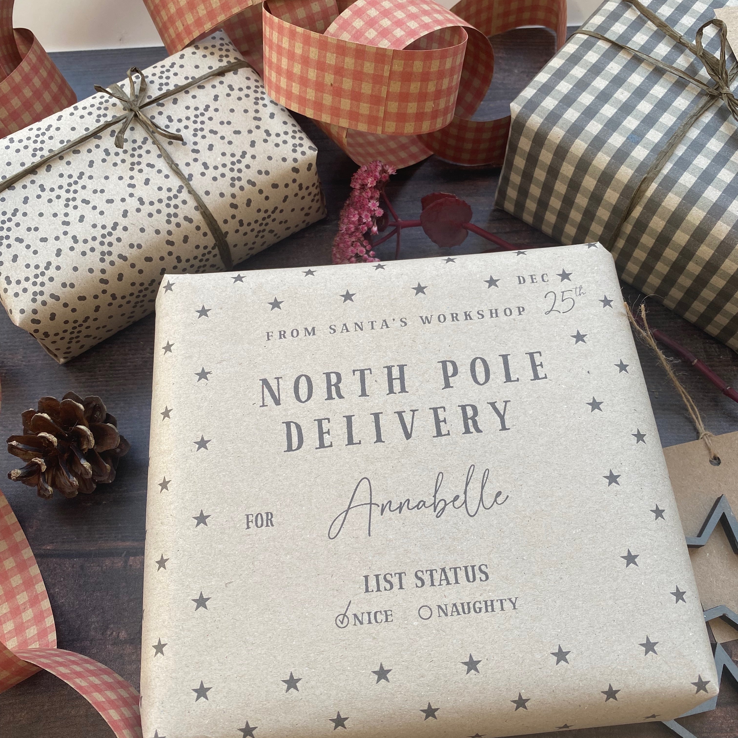 North Pole Personalised Paper Fibre Wrapping Paper
