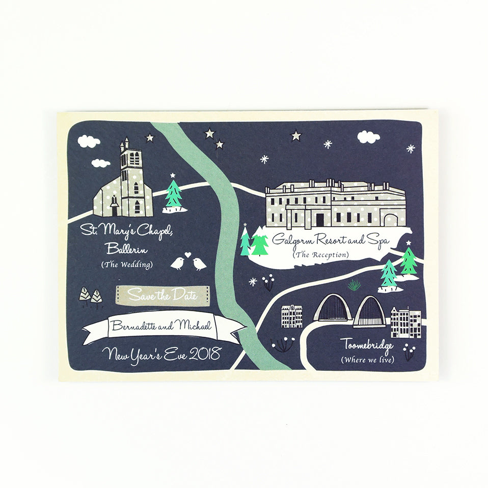 Save the Date Map Story - Navy