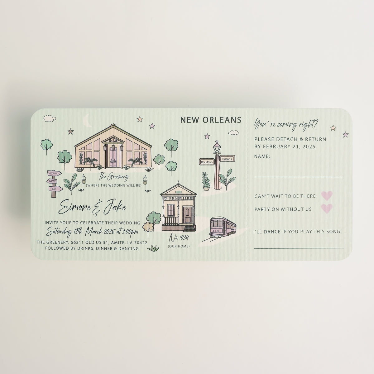 Our Story Illustrated Bespoke Map Ticket  (multi images)