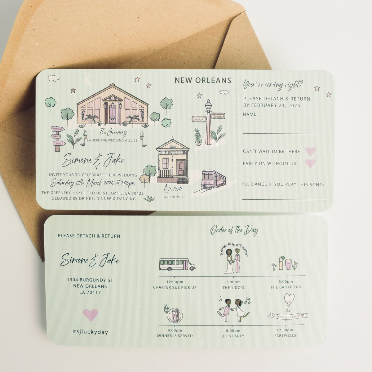 Our Story Illustrated Bespoke Map Ticket  (multi images)