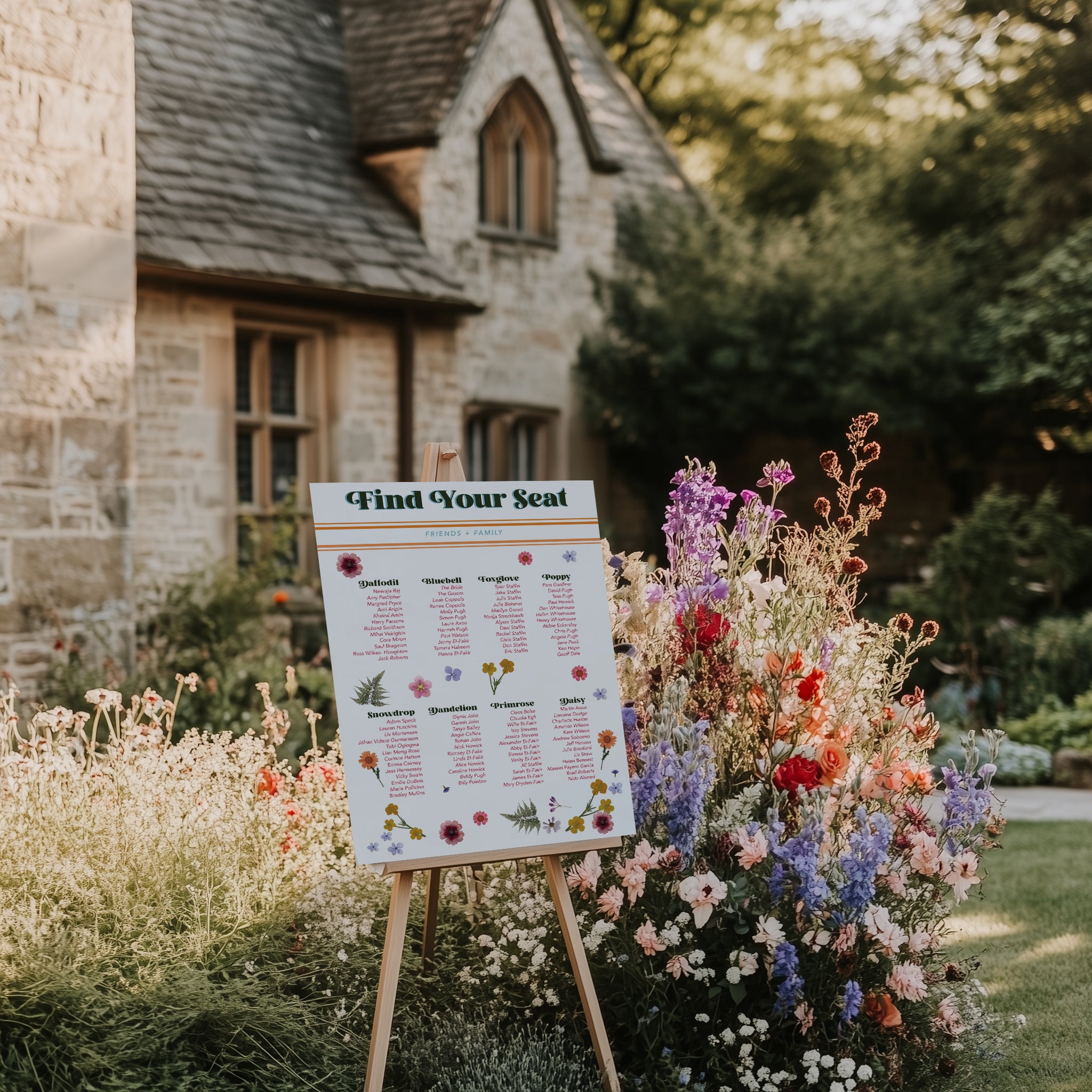 Retro Flowers Table Plan