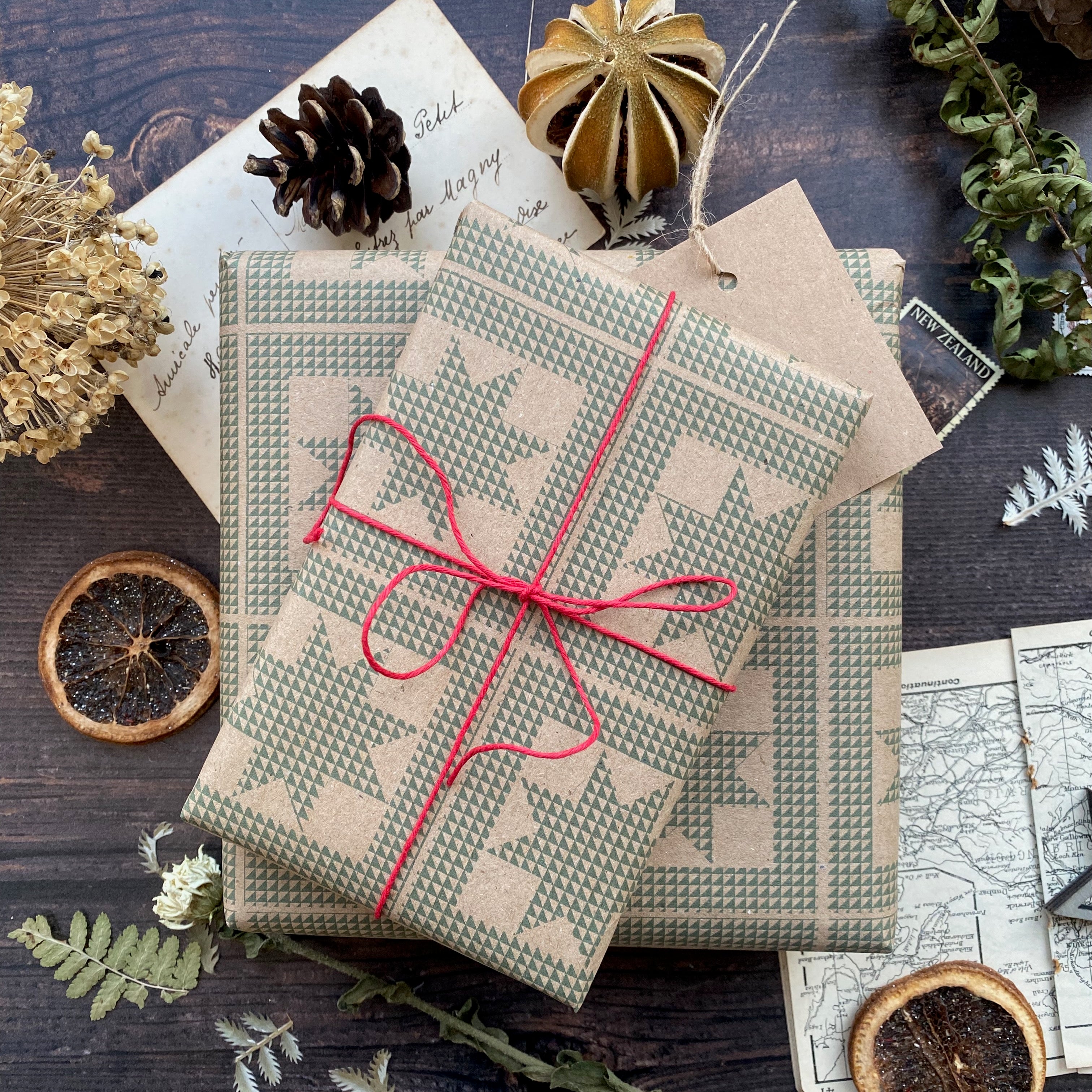 Star Patchwork 'Little Women' Paper Fibre Wrapping Paper