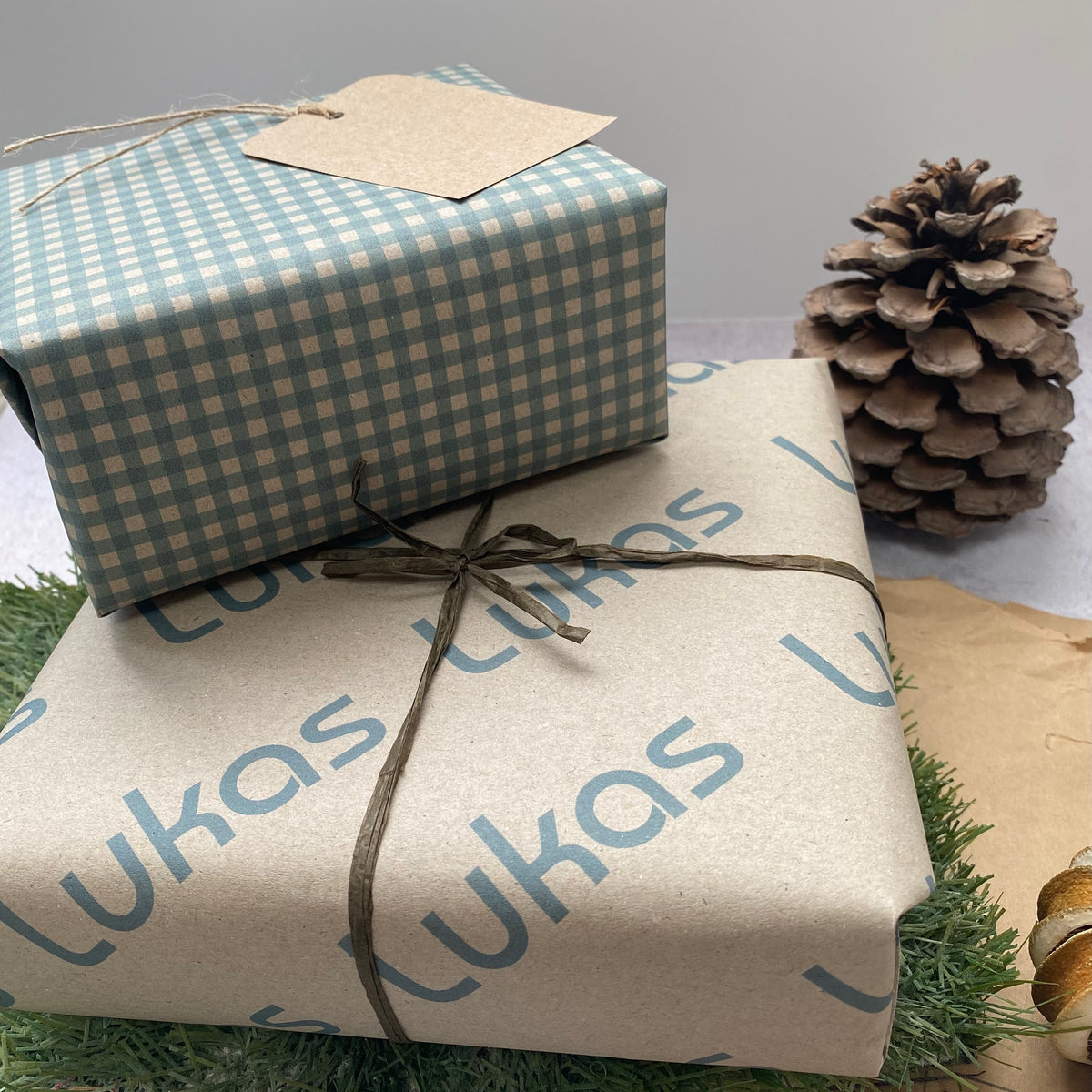 Blue/Green Gingham Christmas Wrapping paper