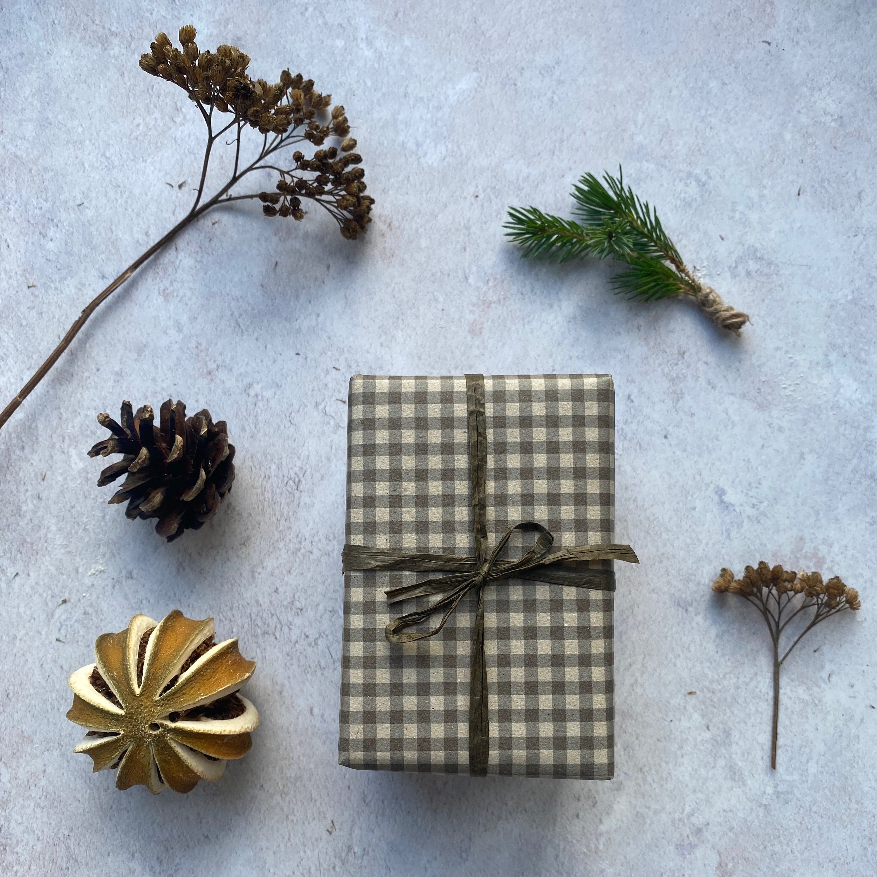 Mocha Coloured Gingham Christmas Wrapping paper