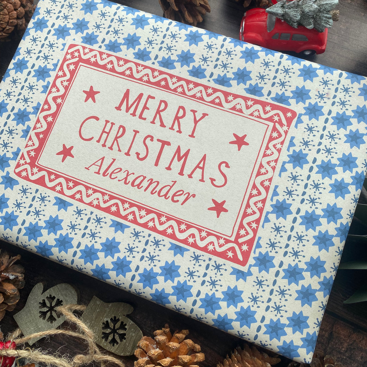 Christmas Personalised Name Paper Fibre Eco-Natural Kraft Wrapping Paper