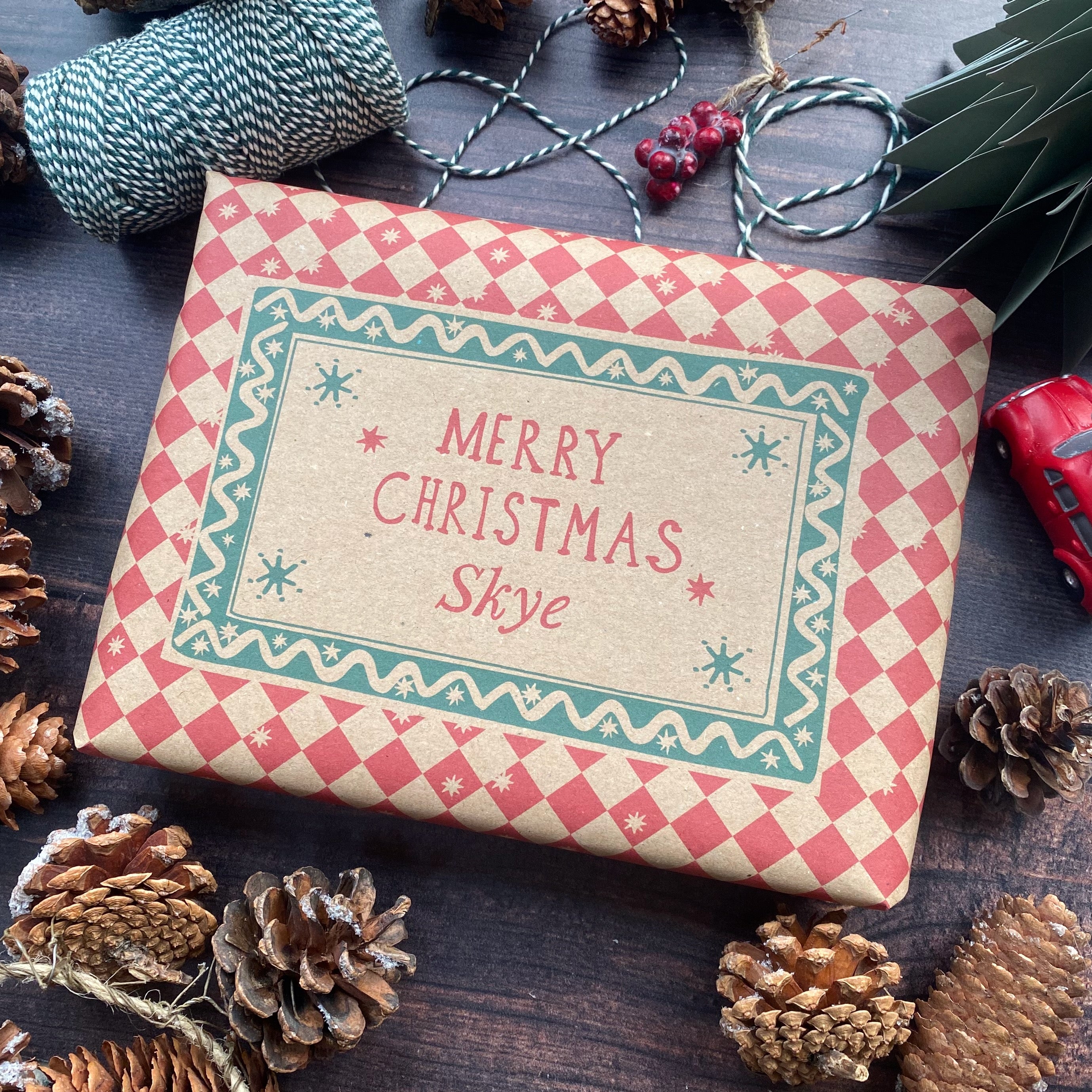 Christmas Personalised Paper Fibre Manilla Kraft Wrapping Paper