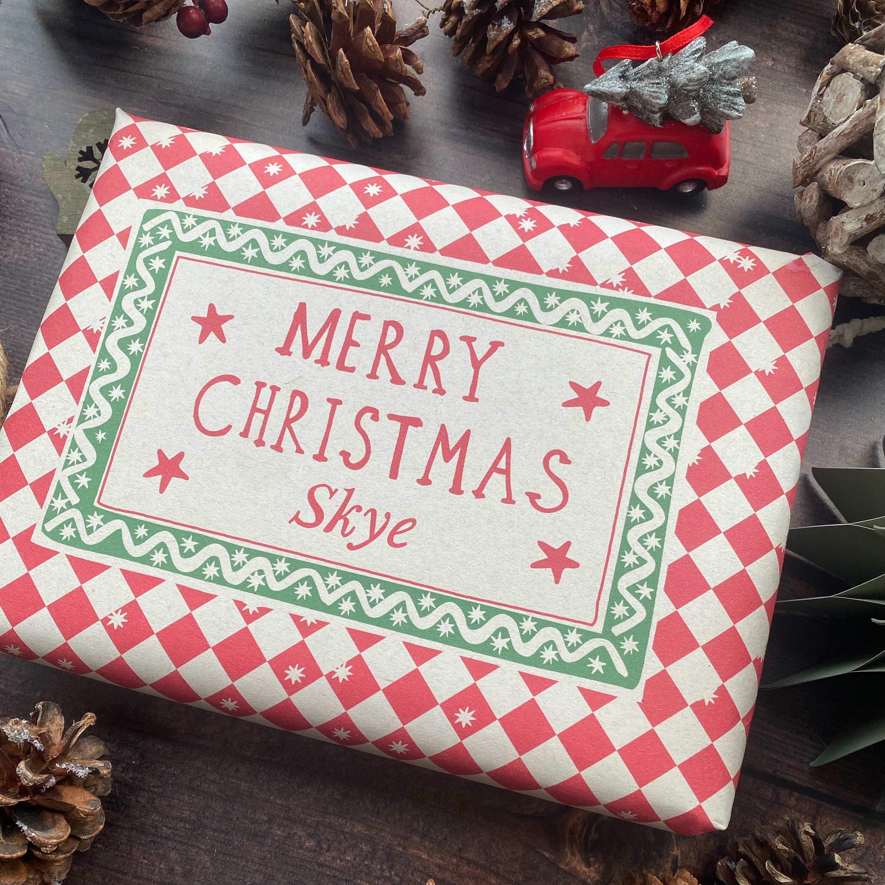 Christmas Personalised Paper Fibre Eco-Natural Kraft Wrapping Paper