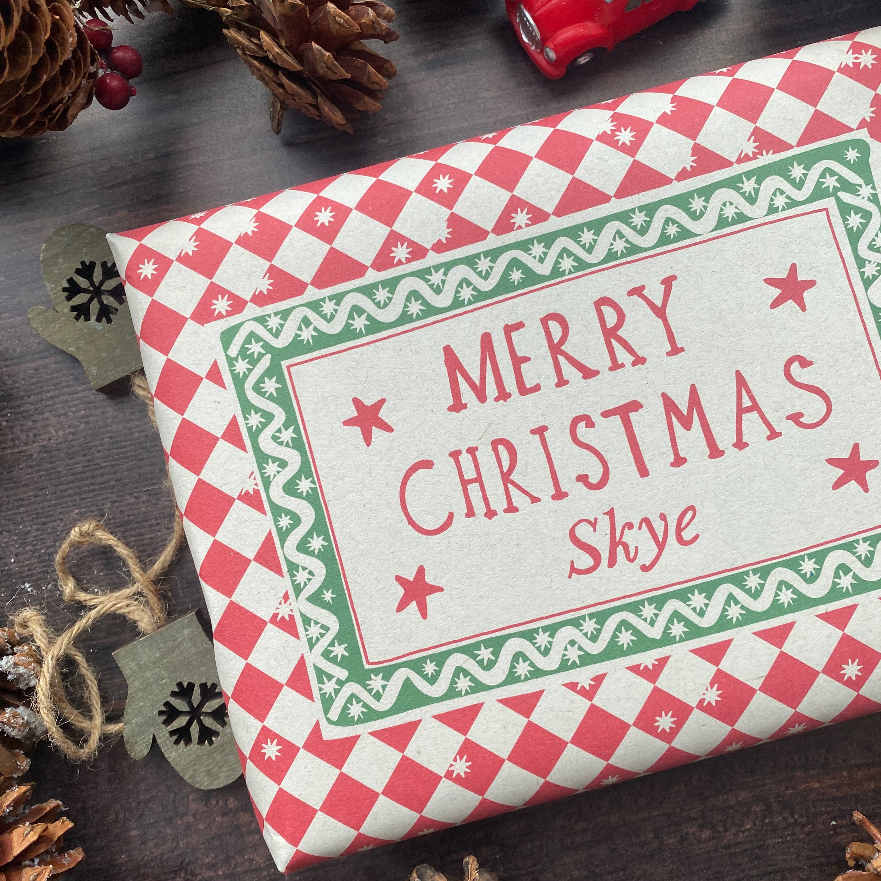 Christmas Personalised Paper Fibre Eco-Natural Kraft Wrapping Paper