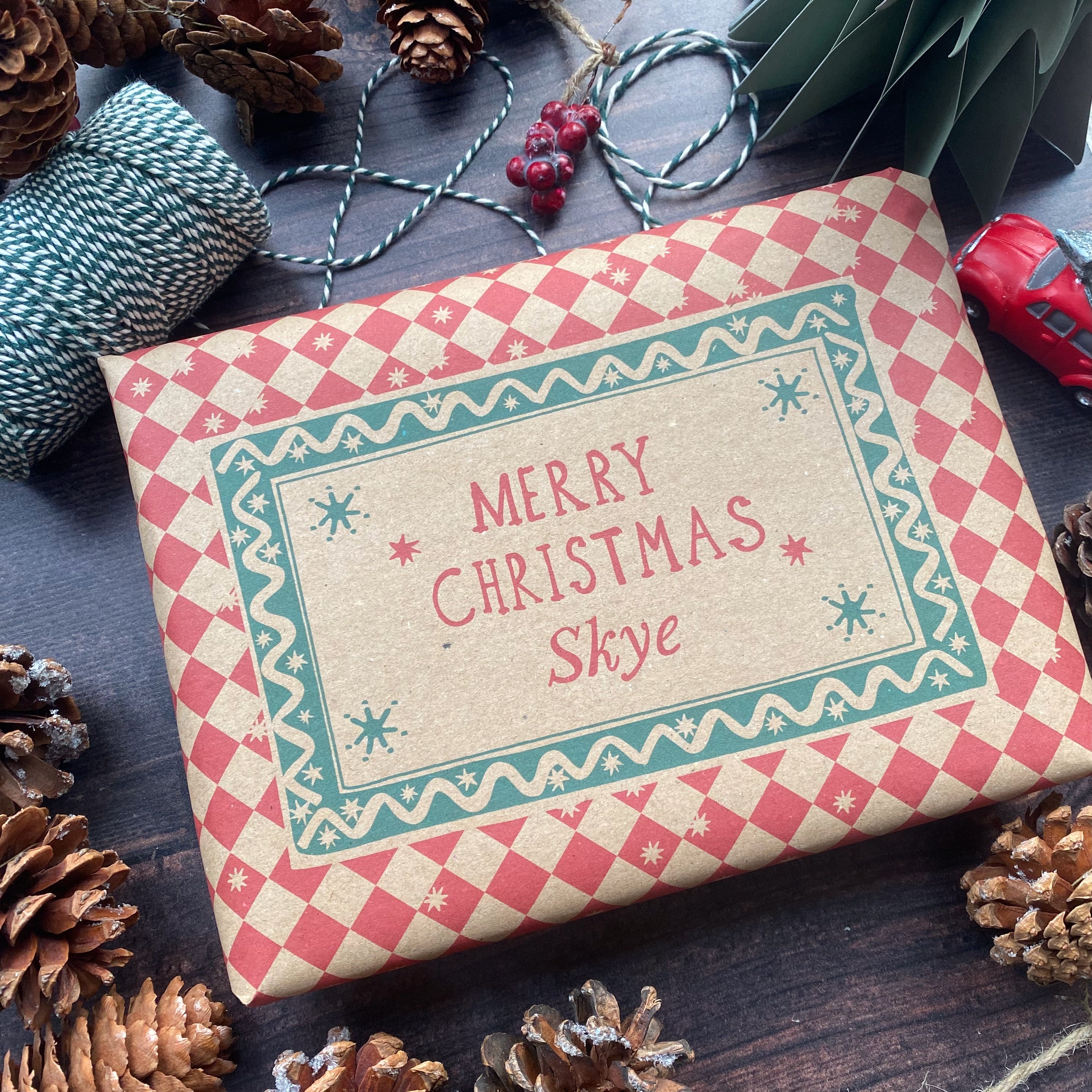 Christmas Personalised Paper Fibre Manilla Kraft Wrapping Paper