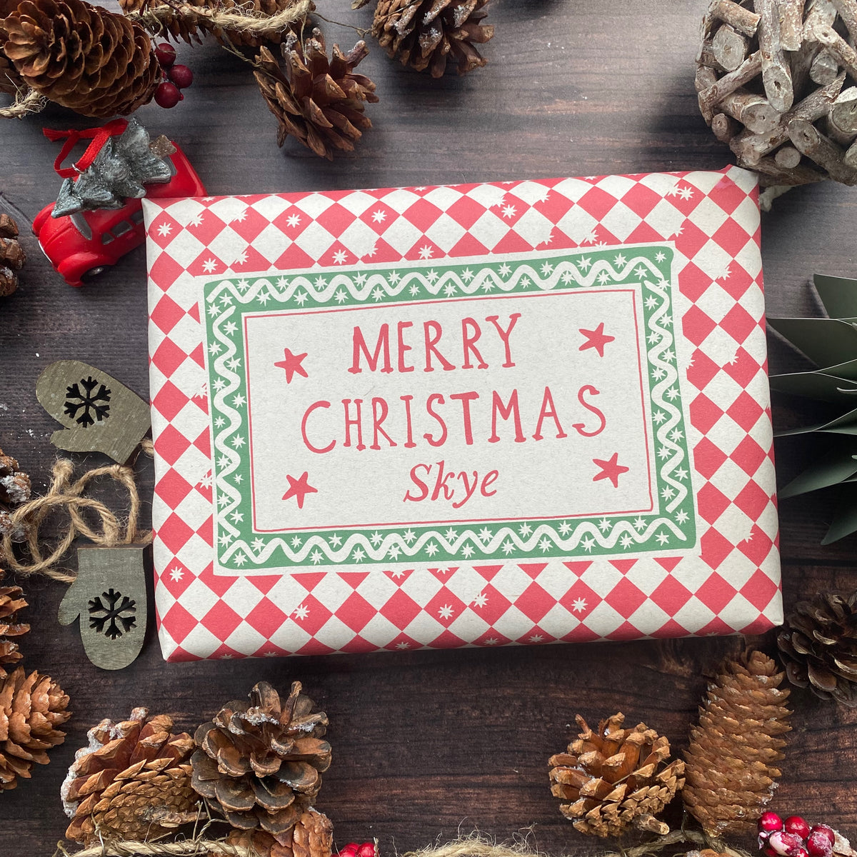 Christmas Personalised Paper Fibre Eco-Natural Kraft Wrapping Paper