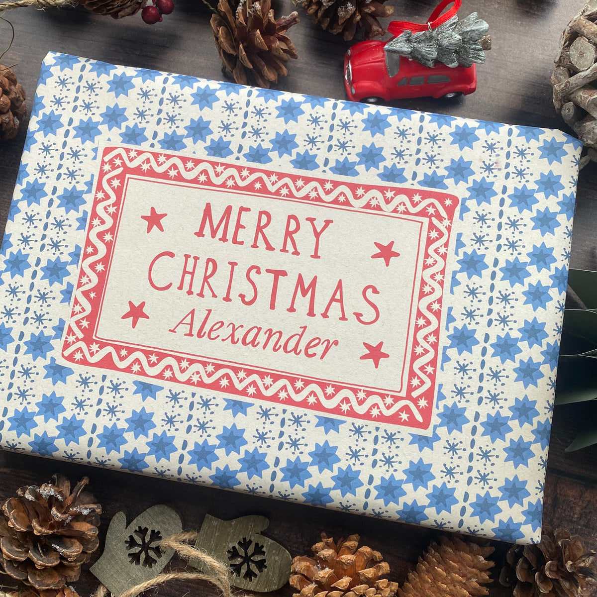 Christmas Personalised Name Paper Fibre Eco-Natural Kraft Wrapping Paper