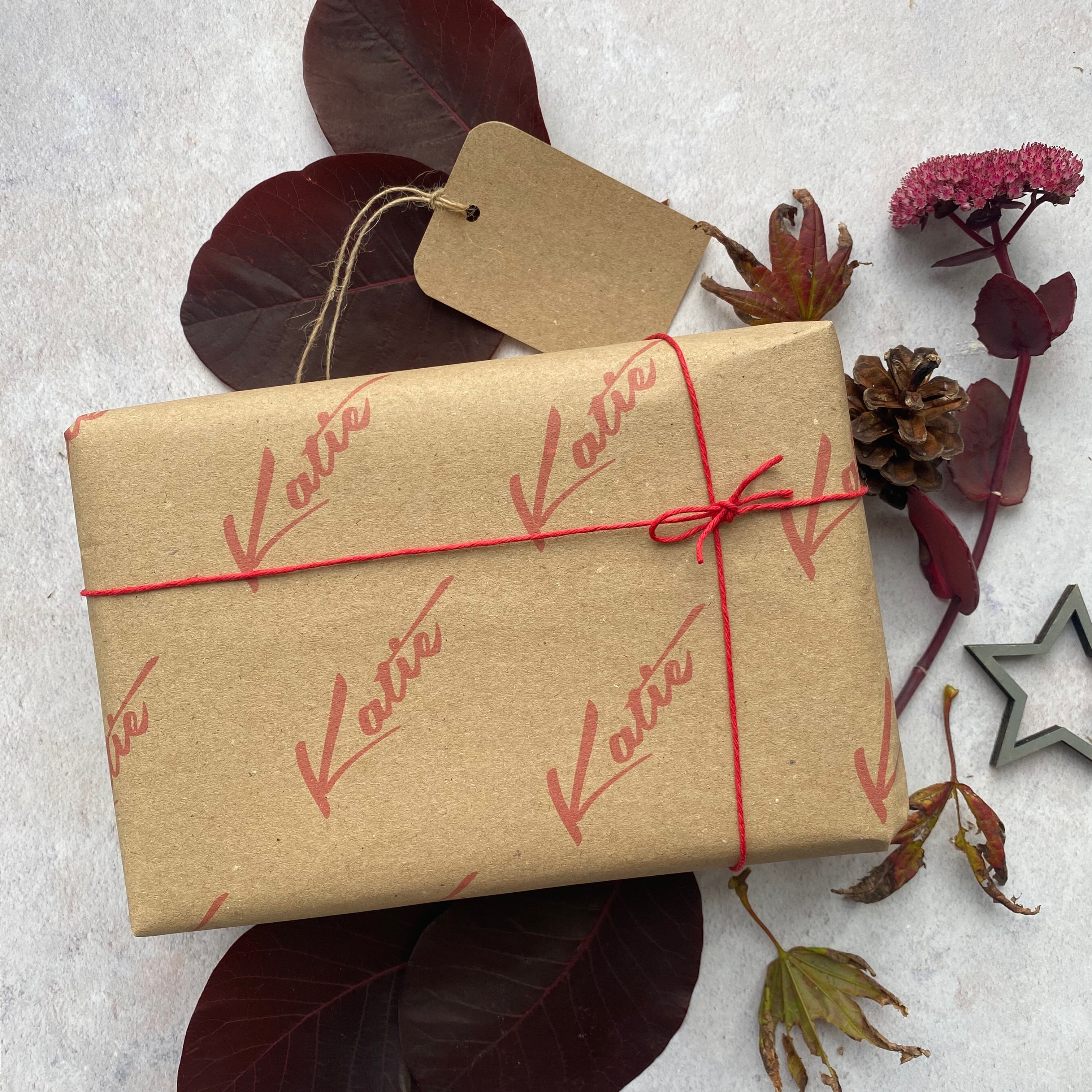Handwritten Font Christmas Personalised Name Wrapping Paper