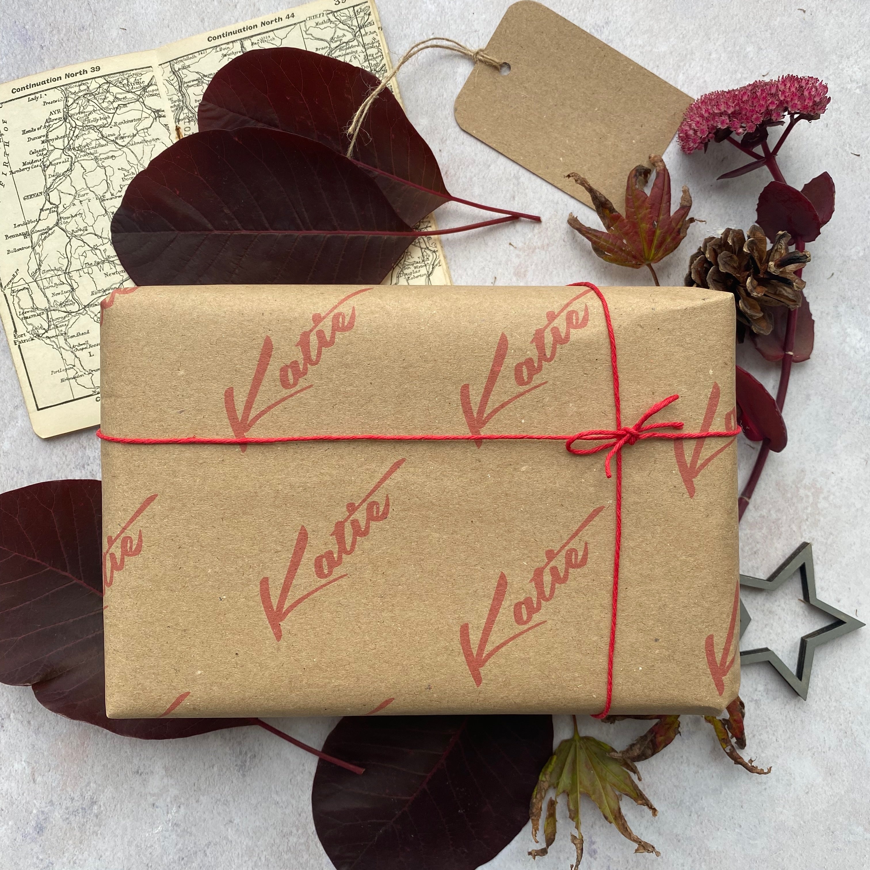 Handwritten Font Christmas Personalised Name Wrapping Paper
