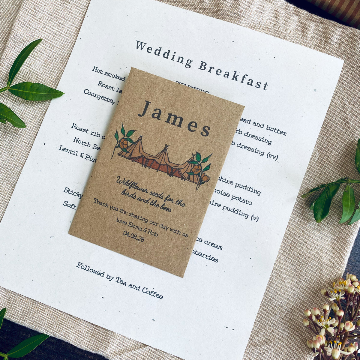 Rustic Boho Tipi Seeded Place-names