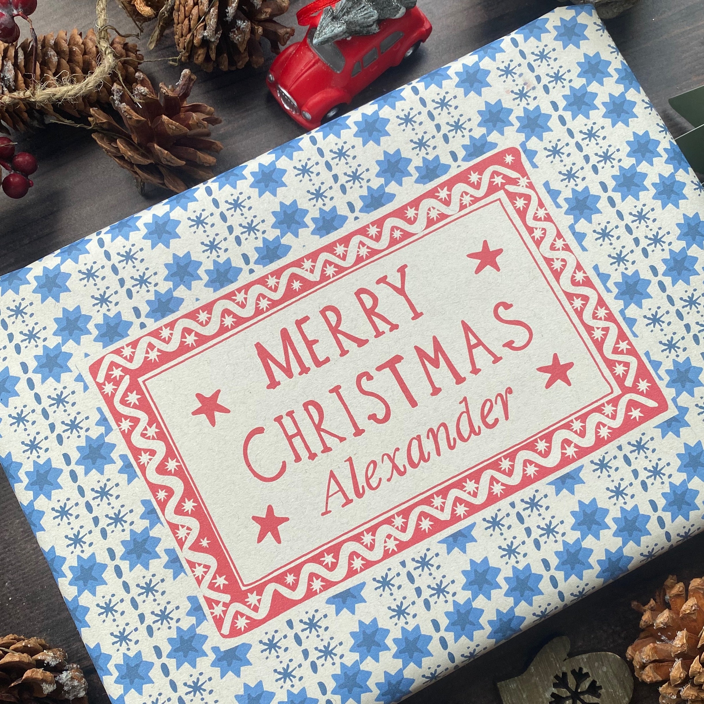 Christmas Personalised Name Paper Fibre Eco-Natural Kraft Wrapping Paper