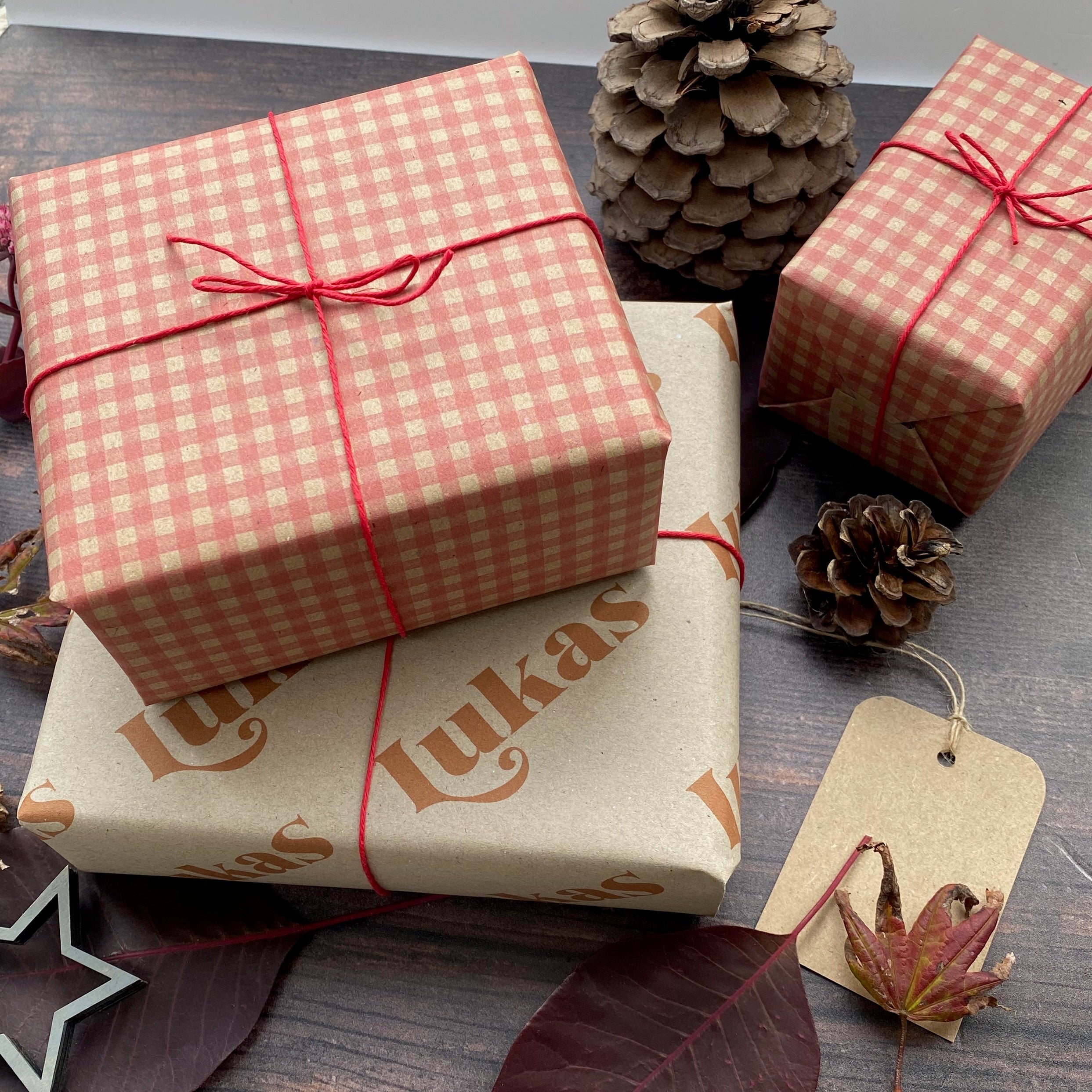 Retro Christmas Personalised Name Wrapping Paper Set