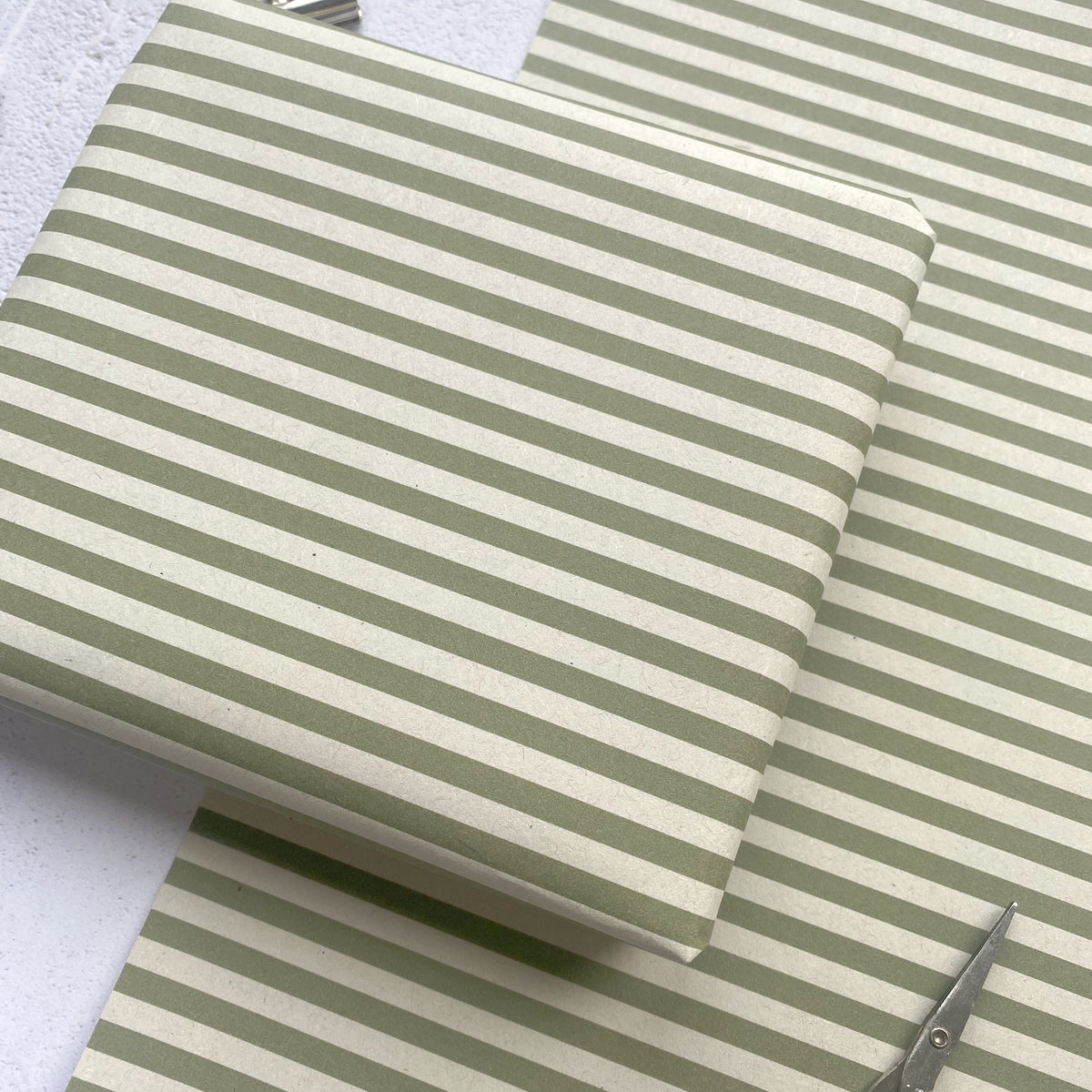 Stripe Olive green Paper Fibre 42cm x 29.7 (A3) Size Wrapping Paper Sheet