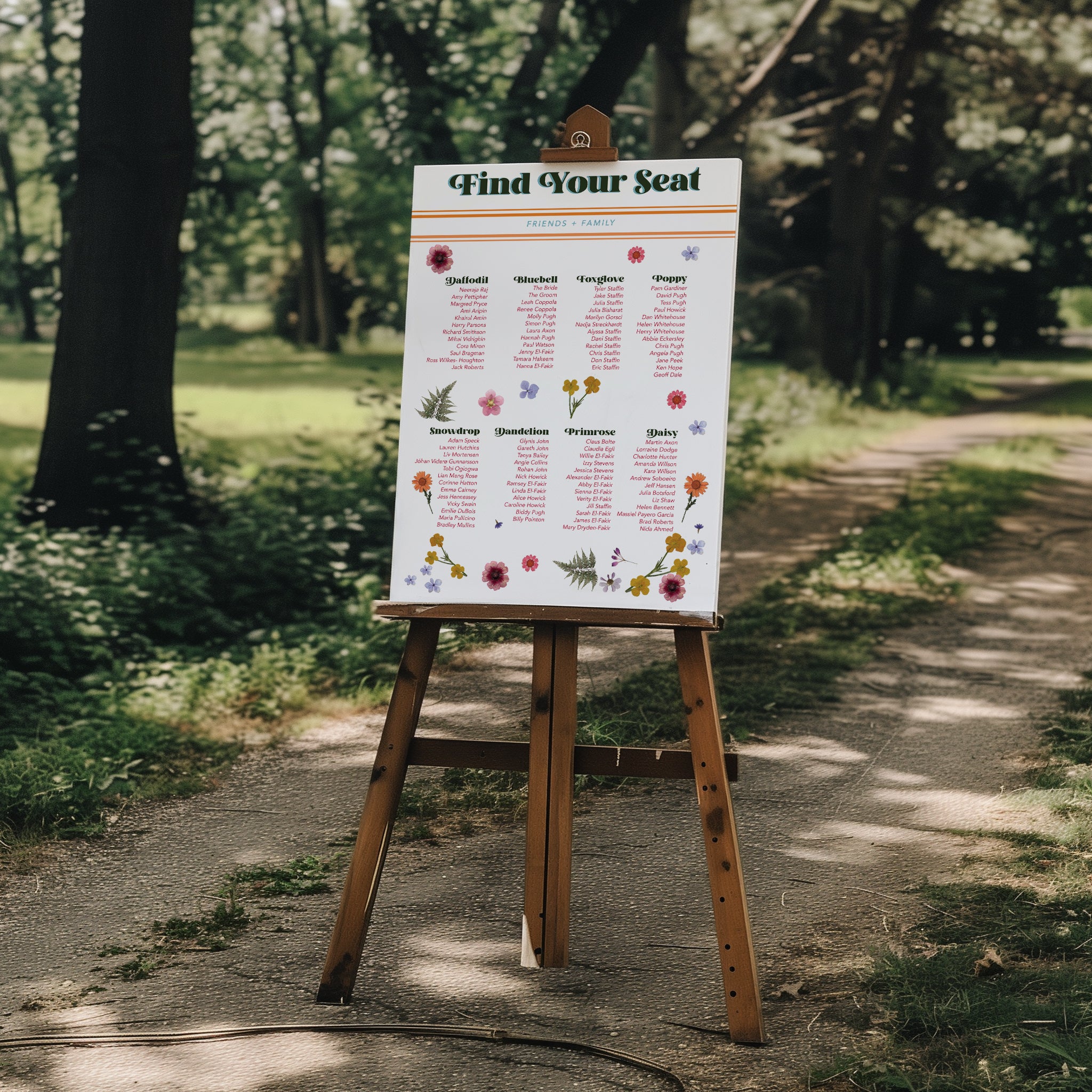 Retro Flowers Table Plan