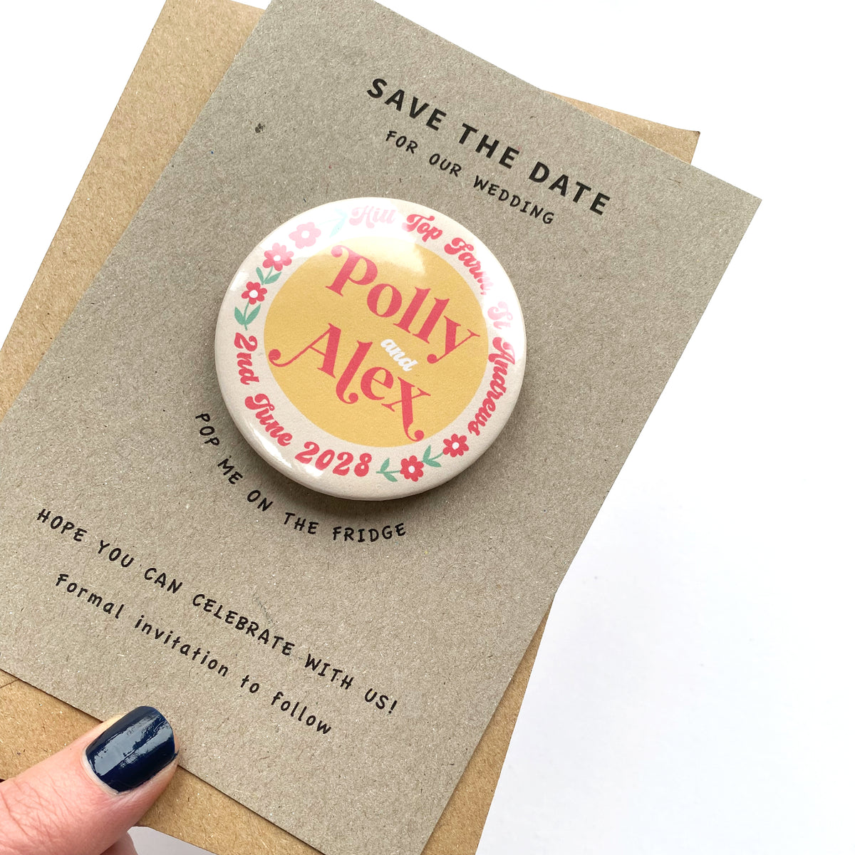 Save The Date Retro Ditsy Floral Wedding Magnet