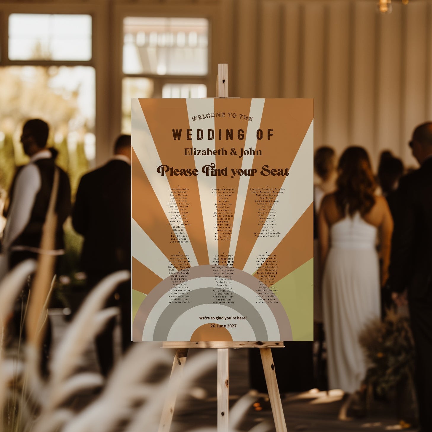 Fun Colourful Rainbow Wedding Seating Chart, Digital Or Physical Product