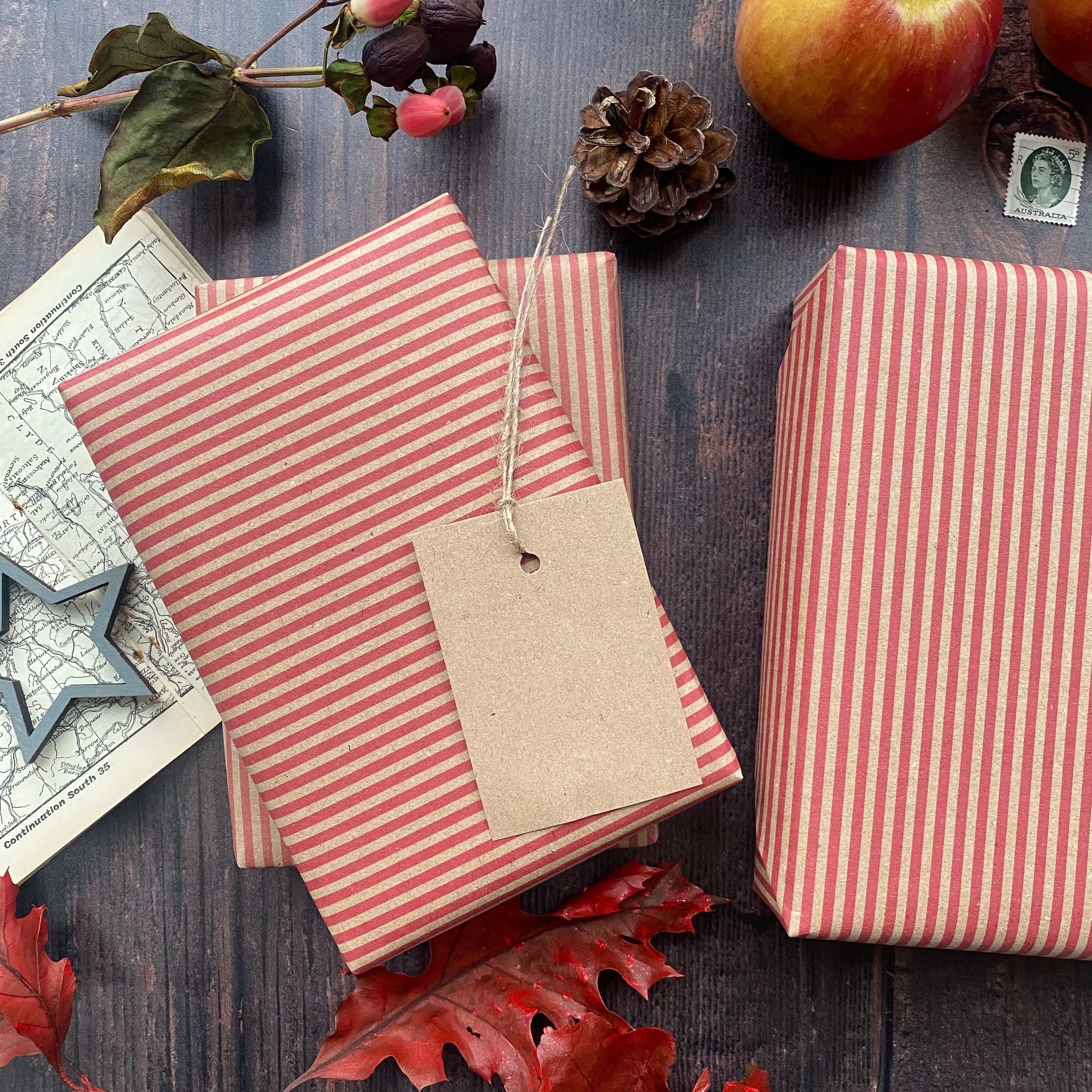 Red Stripe Paper Fibre Wrapping Paper