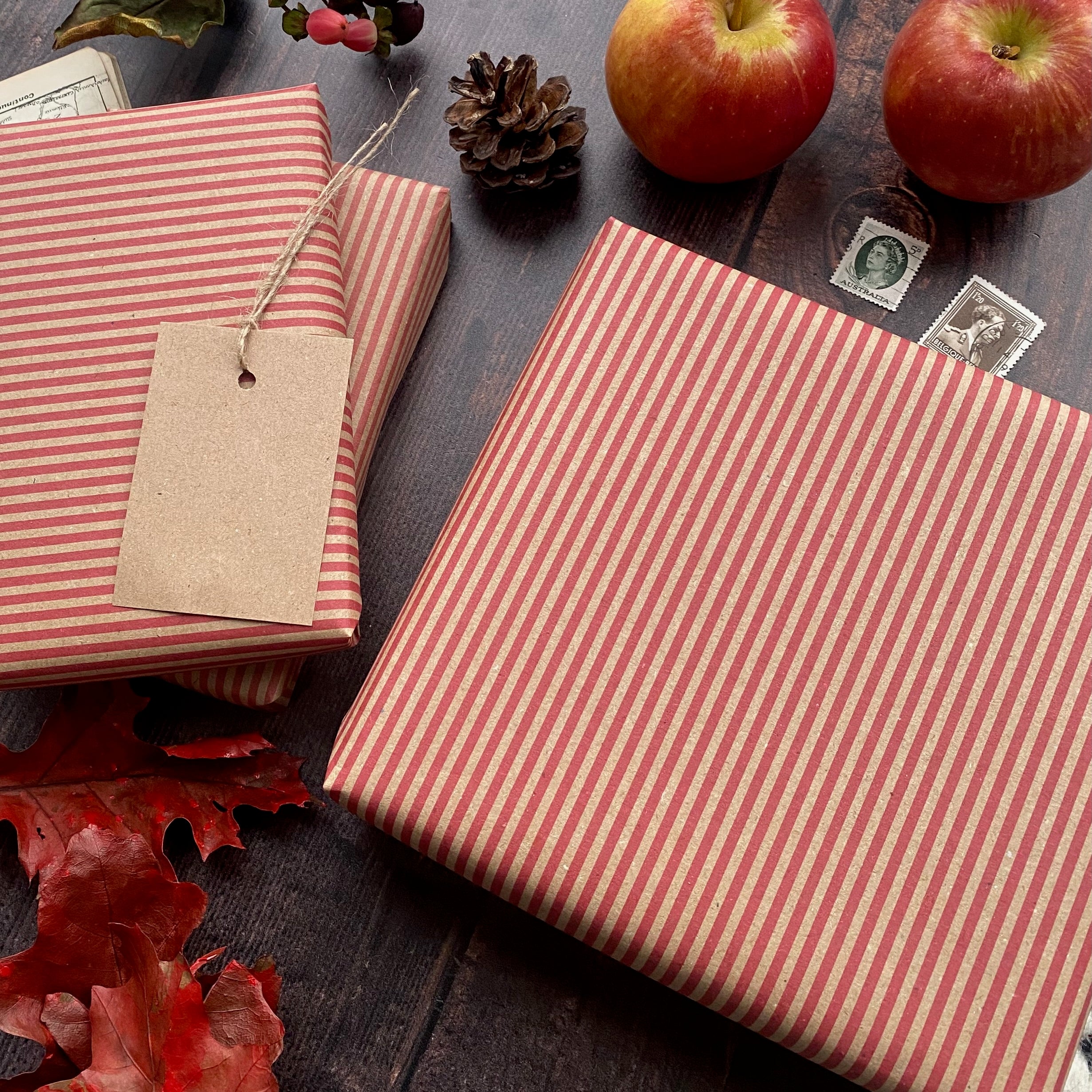 Red Stripe Paper Fibre Wrapping Paper