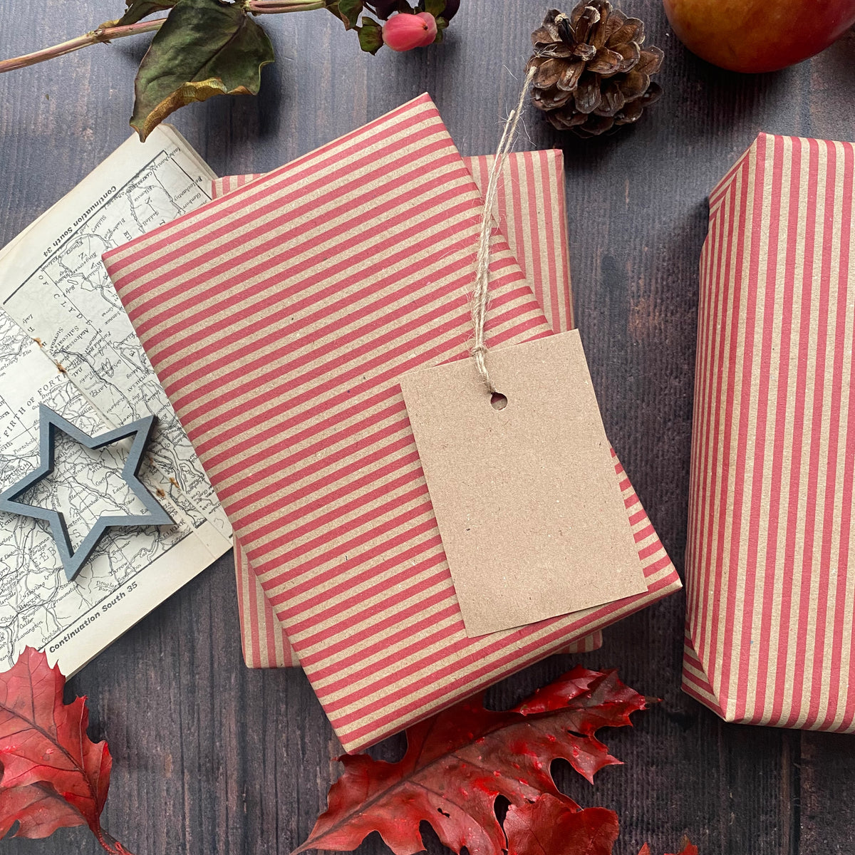 Red Stripe Paper Fibre Wrapping Paper