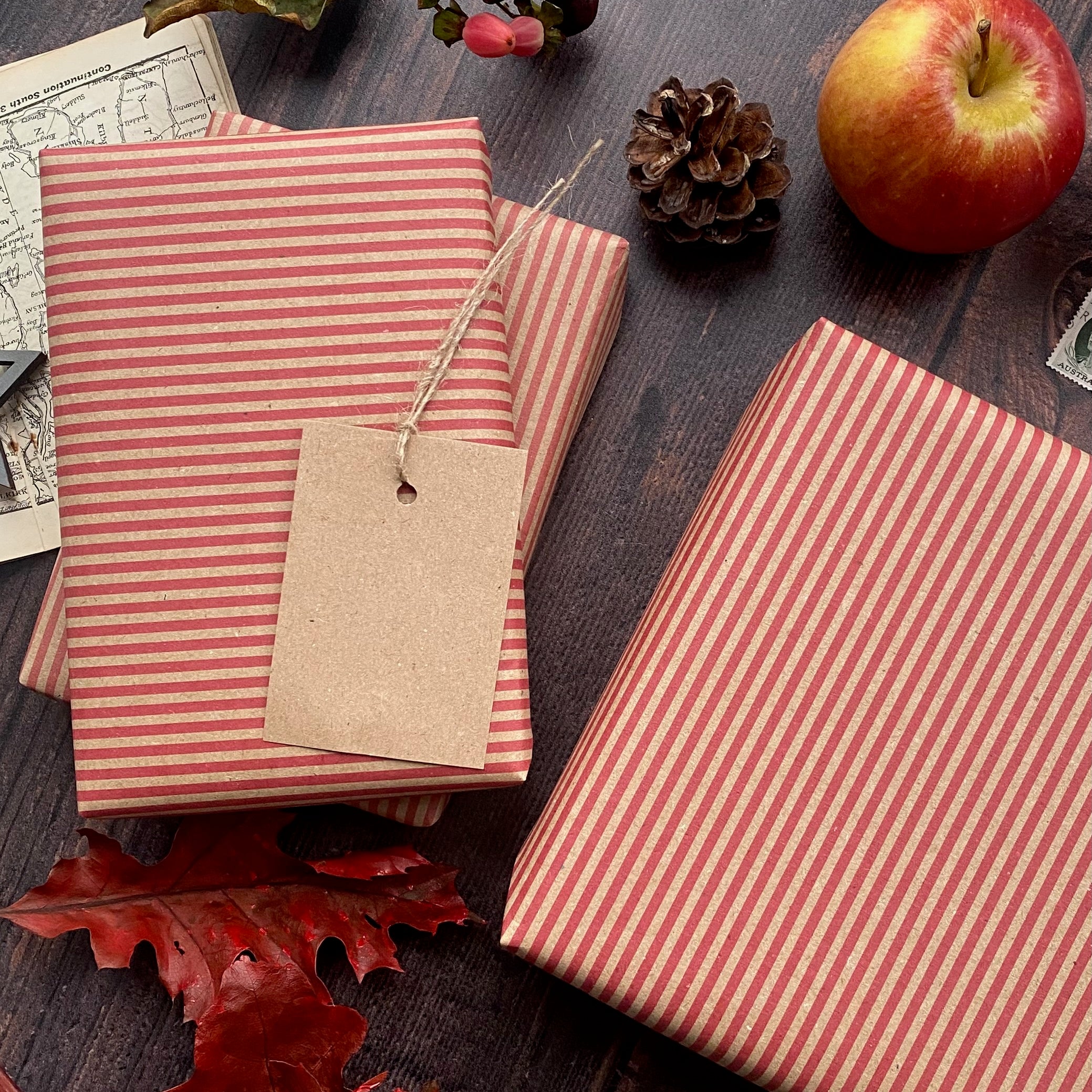 Red Stripe Paper Fibre Wrapping Paper