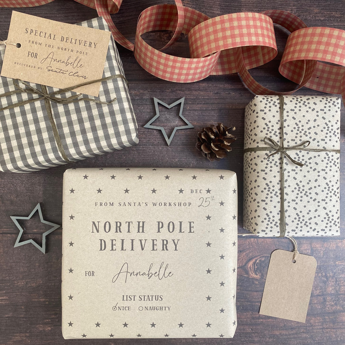 Gingham Christmas Wrapping paper