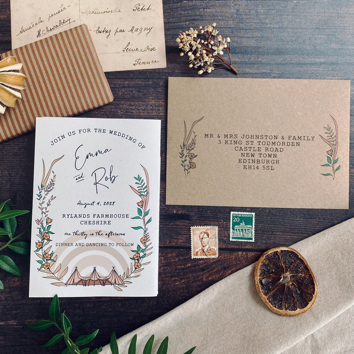 Rustic Boho Tipi Wedding Invitation