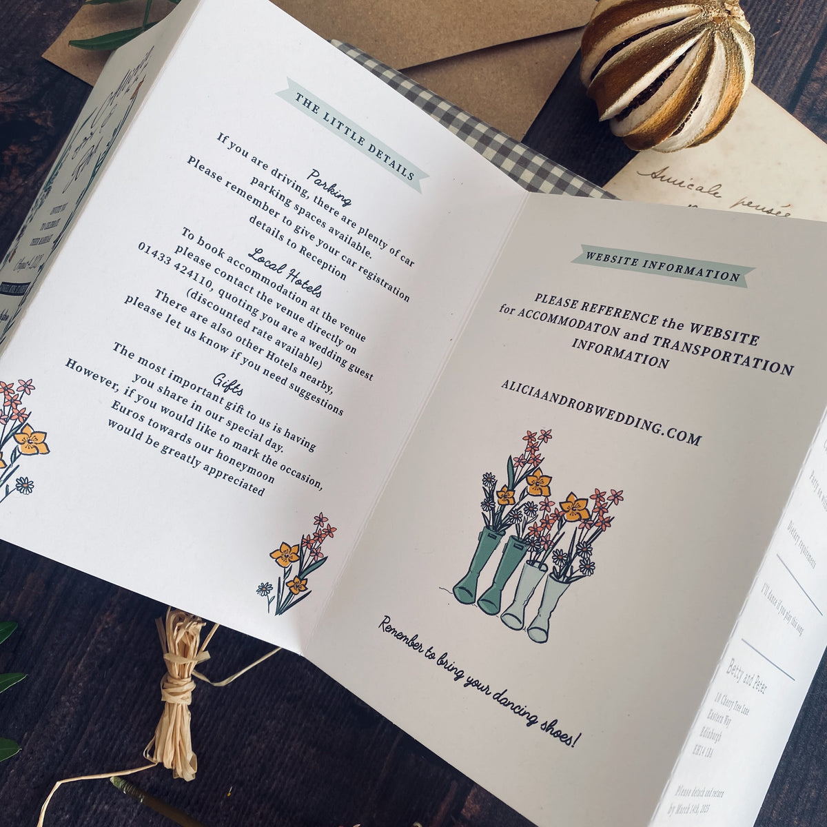 Wellie & Wildflower Four Fold Wedding Invitation