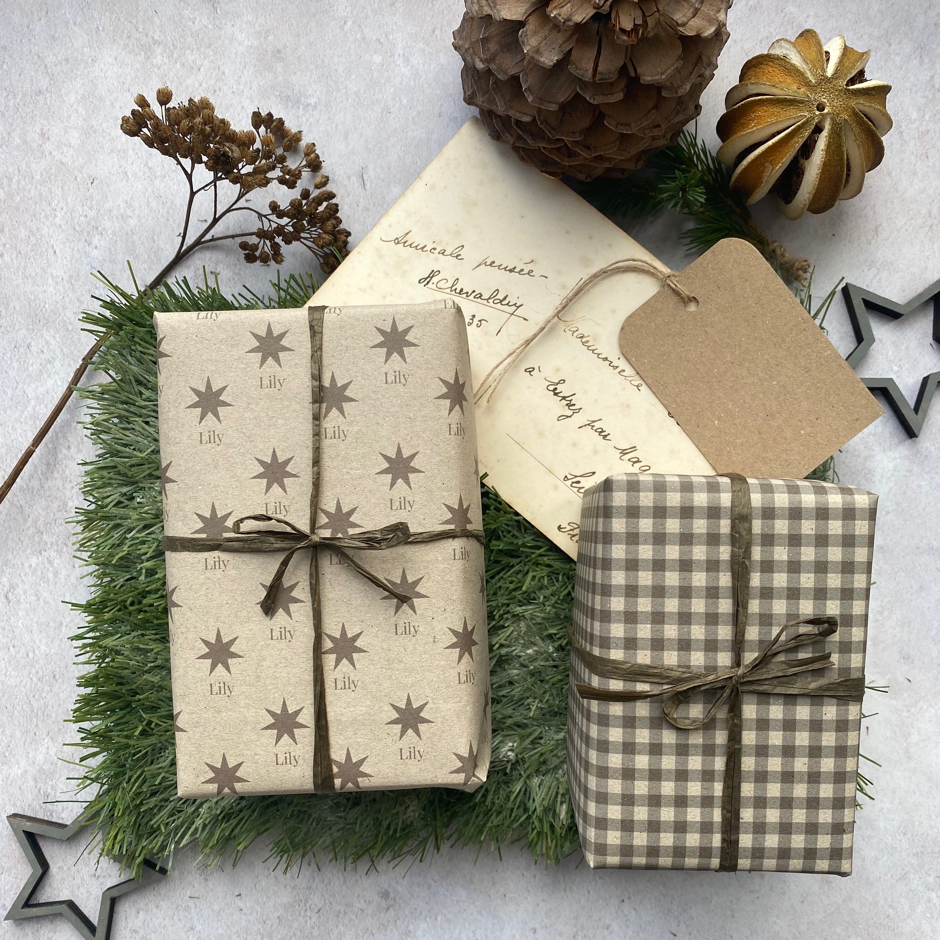 Christmas Star Personalised Paper Fibre Wrapping Paper Set