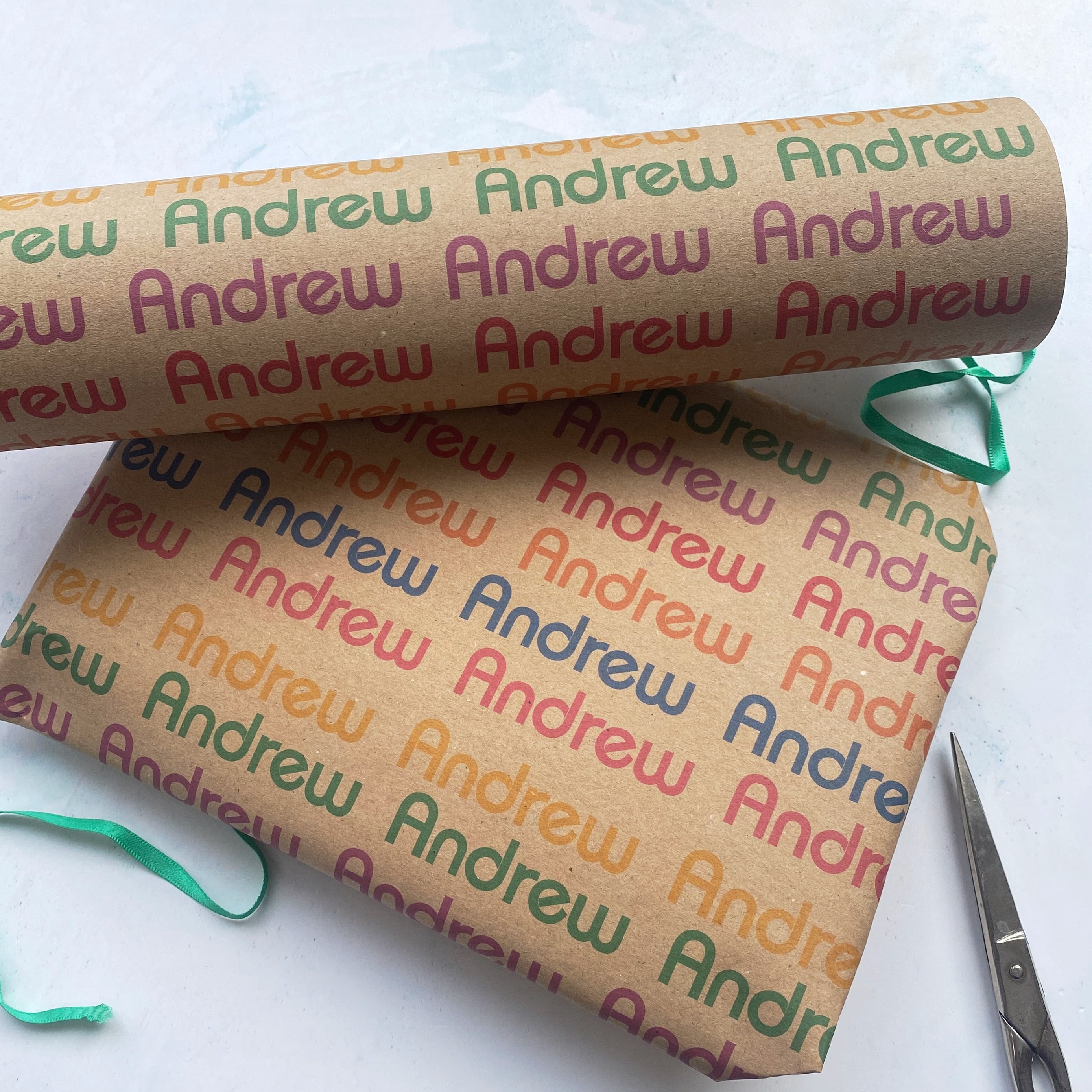 1980's Retro Name Personalised Recycled Wrapping Paper