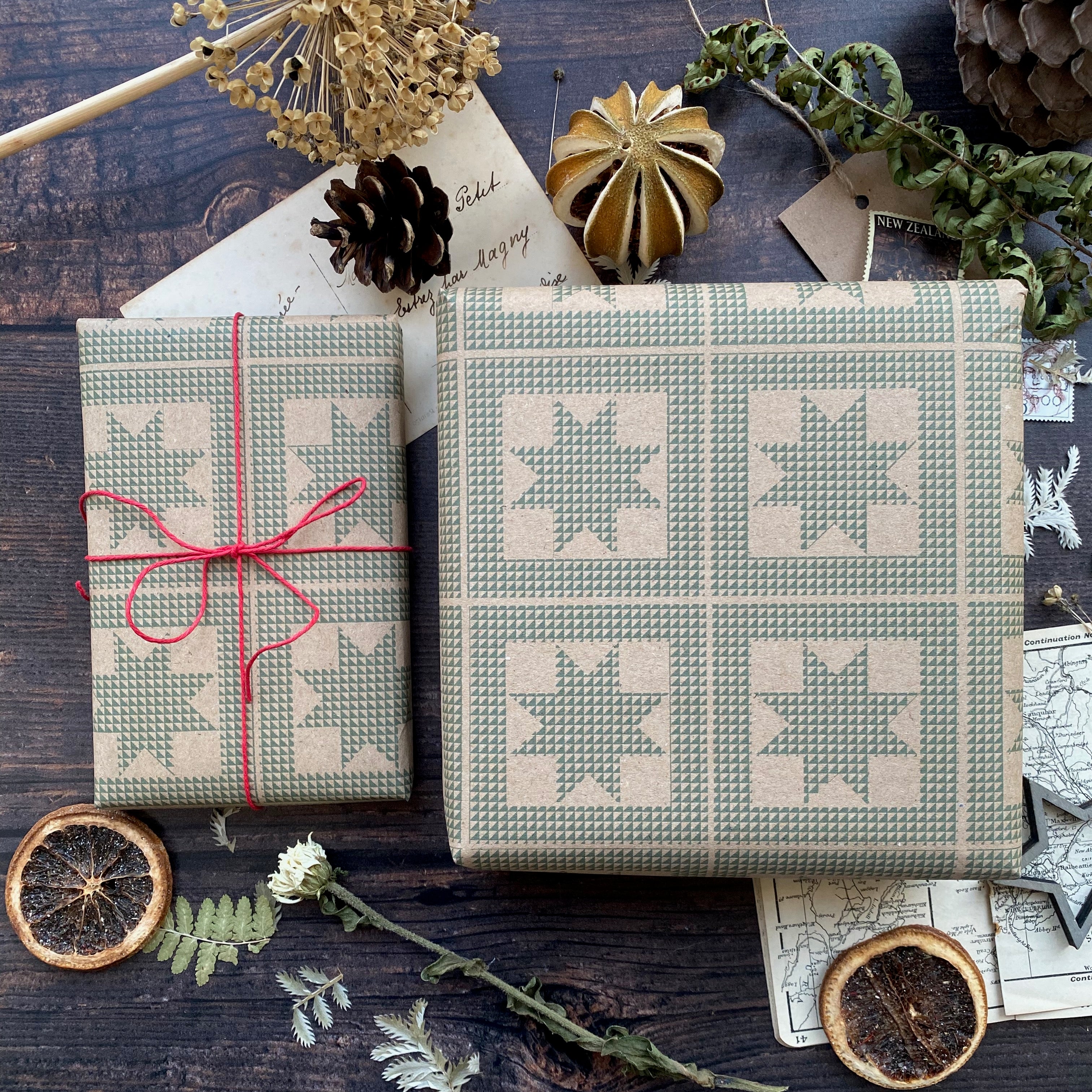 Star Patchwork 'Little Women' Paper Fibre Wrapping Paper