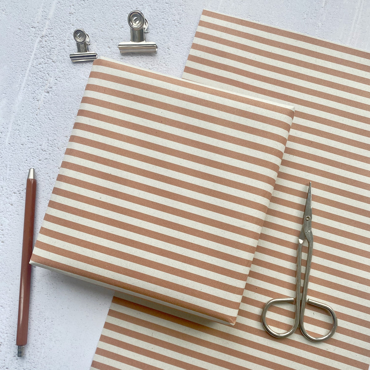 Stripe Spiced Terracotta Paper Fibre 42cm x 29.7 (A3) Size Wrapping Paper Sheet